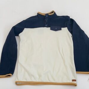 7 for all mankind white navy colorblock fleece pullover l